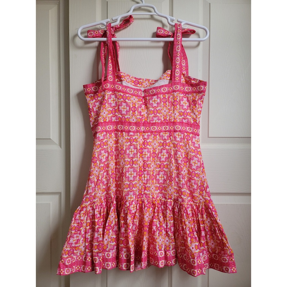 Rebecca Vallance Serafino Printed Peplum Ruffle Mini Dress Organic Cotton 12 - Picture 6 of 12